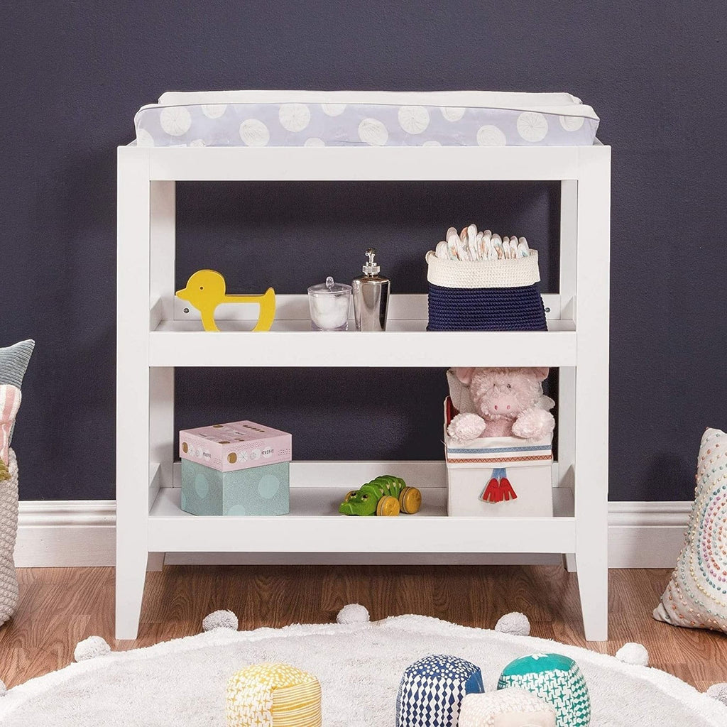 Modern White Baby Changing Table w/ 1-inch Waterproof Changing Pad-0