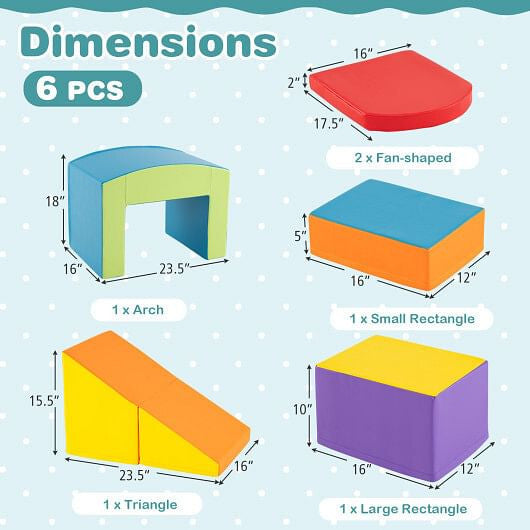 6 Pieces Foam Climbing Blocks Soft Play Climbing for Toddlers with Tunnel-Beige-2