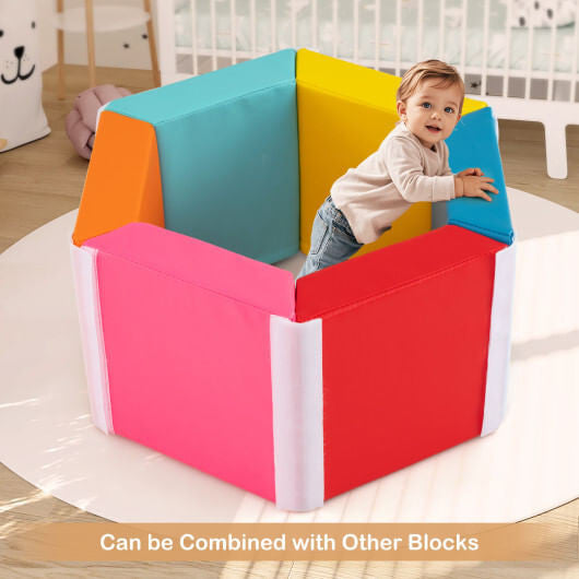 Hexagon Kids Ball Pit Foam Climbing Exercise Mat with Detachable PU Covers-Multicolor-0