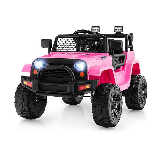 12V Kids Ride On Truck with Remote Control and Headlights-Black-4