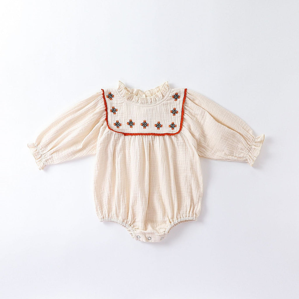 Floral Embroidered Design Long Sleeve bodysuit-1