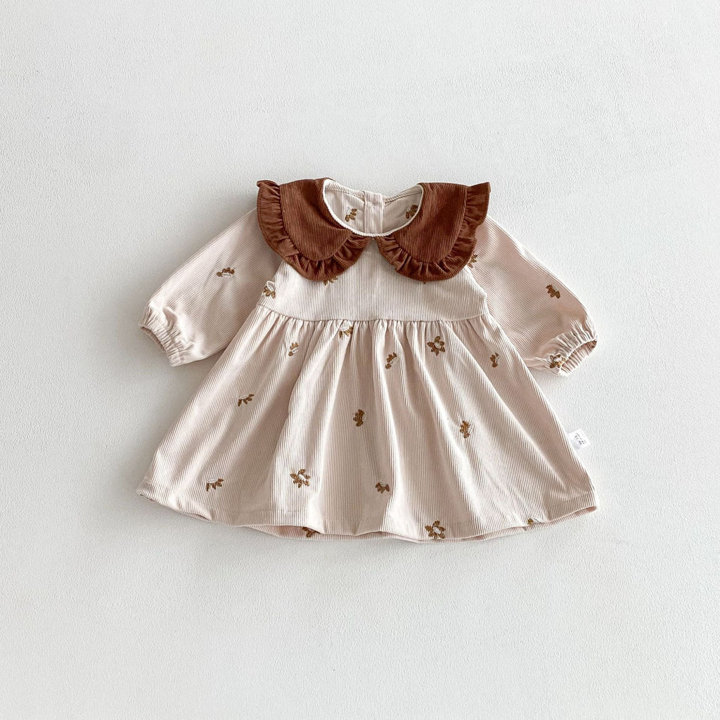 Autumn Hot Selling Baby Kids Girls Princess Long Sleeves Flowers Embroidered Pattern Dress-1