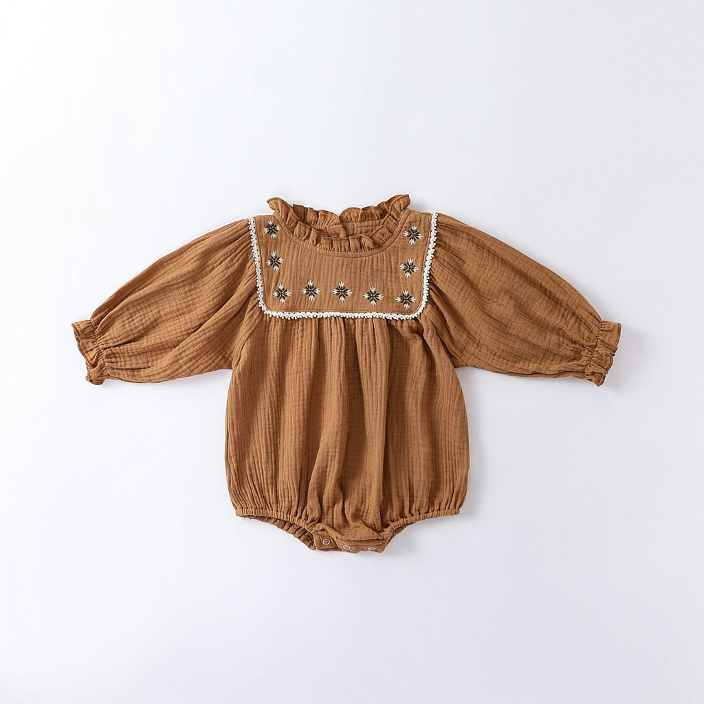 Floral Embroidered Design Long Sleeve bodysuit-2