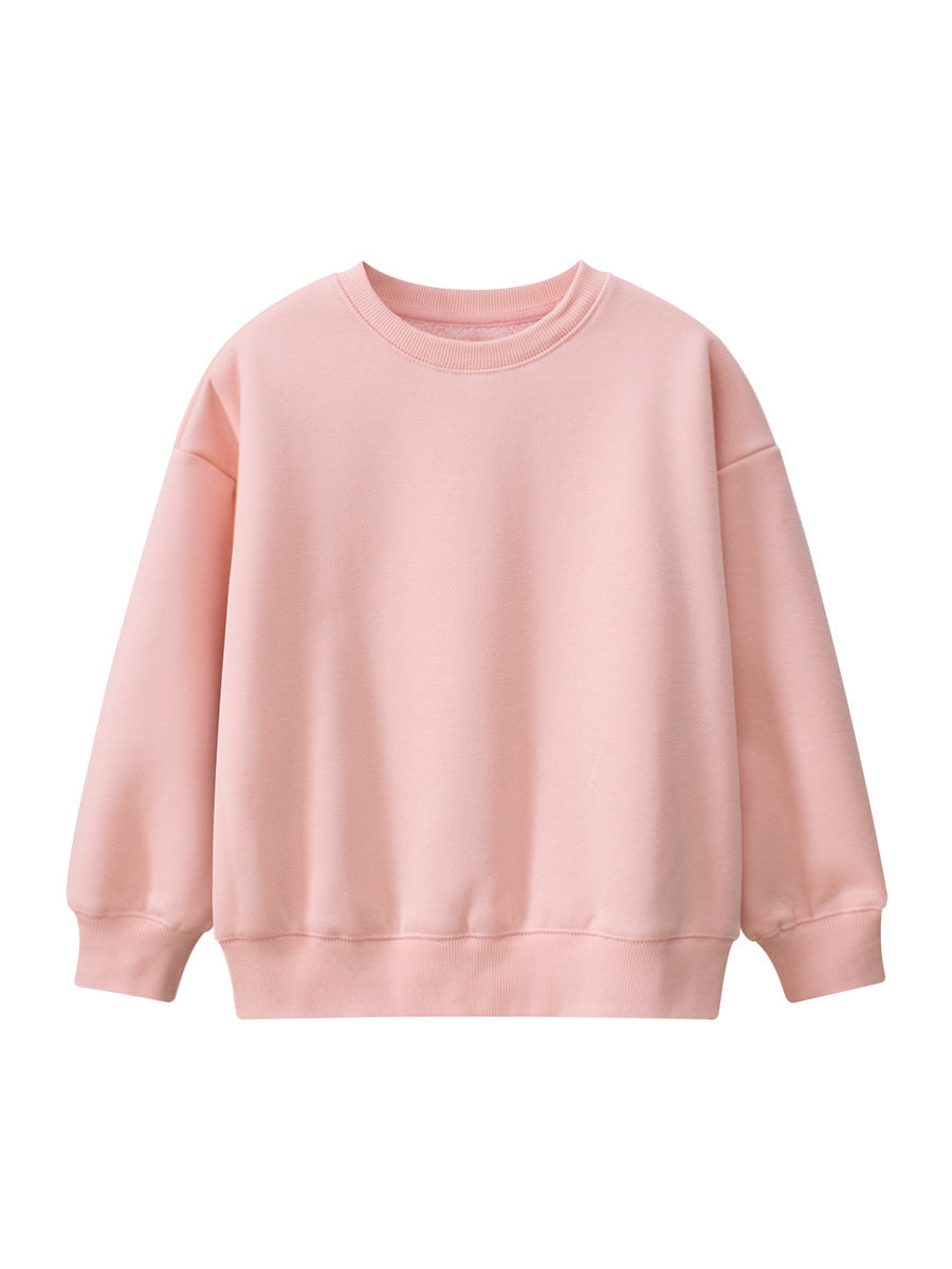 Arrival Baby Kids Plain Solid Color Crew Neck Long Sleeves Warm Cozy Pullover-4