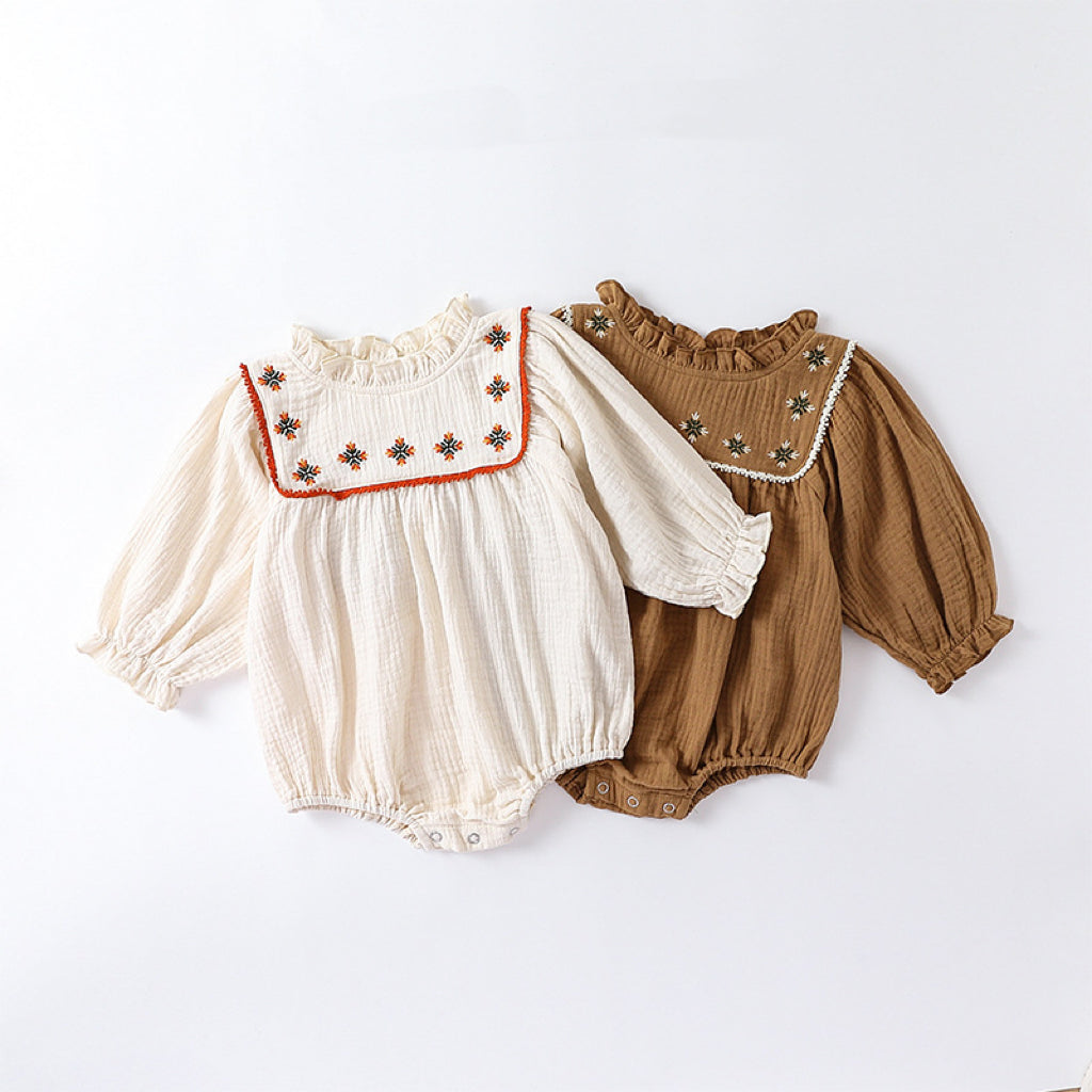 Floral Embroidered Design Long Sleeve bodysuit-4