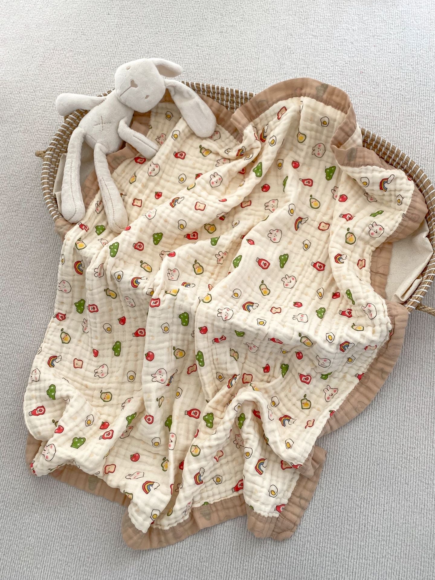Newborn’s And Children’s Adorable Soft And Absorbent Cartoon Printed Cotton Muslin Bath Towel-7